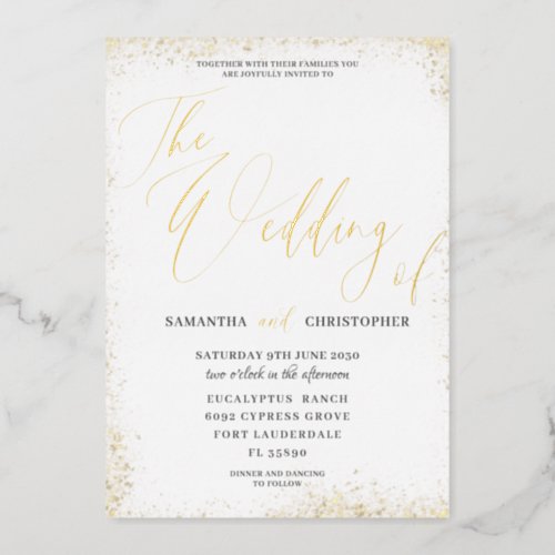 Elegant Gold Calligraphy The Wedding Of   Foil Invitation