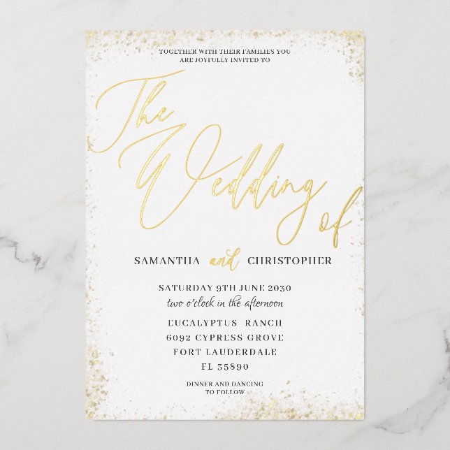 Elegant Gold Calligraphy The Wedding Of   Foil Invitation (Front)
