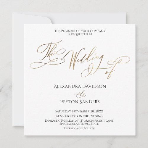 Elegant Gold Calligraphy The Wedding of Invitation