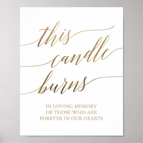 Elegant Gold Calligraphy This Candle Burns Sign
