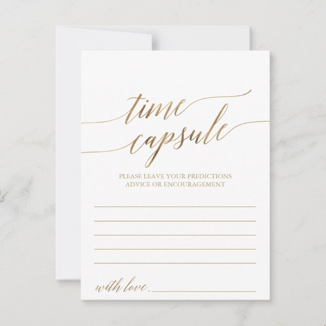 Elegant Gold Calligraphy Time Capsule Cards (Front)