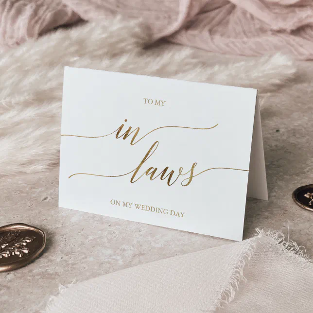 Elegant Gold Calligraphy To My In-Laws Card | Zazzle