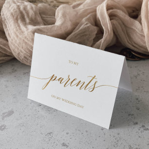Elegant Gold Calligraphy To My Parents Wedding Card