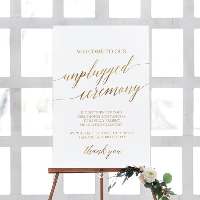 Elegant Gold Calligraphy Unplugged Ceremony Foam Board (Creator Uploaded)