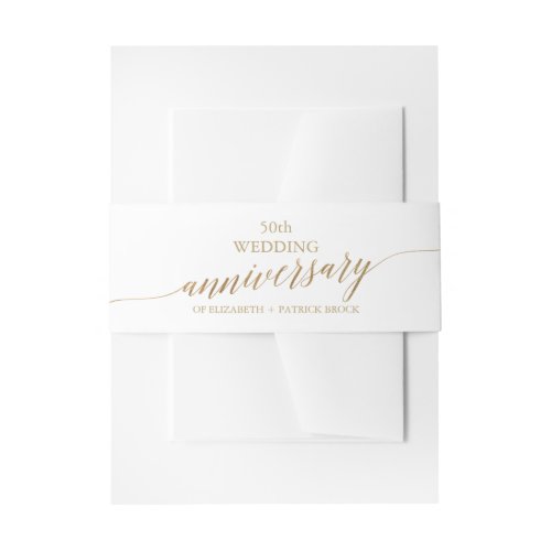 Elegant Gold Calligraphy Wedding Anniversary Invit Invitation Belly Band