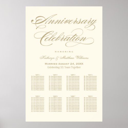 Elegant Gold Calligraphy Wedding Anniversary Poster