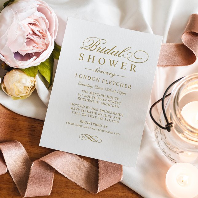 Elegant Gold Calligraphy Wedding Bridal Shower Invitation (Creator Uploaded)