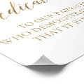 Elegant Gold Calligraphy Wedding Dedication Sign | Zazzle