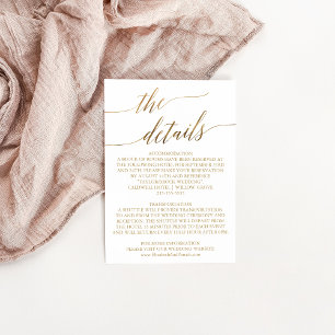 Elegant Gold Calligraphy Wedding Details Card