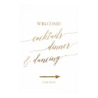 Elegant Gold Calligraphy Wedding Directional Sign
