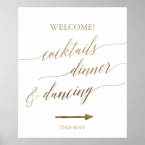 Elegant Gold Calligraphy Wedding Directional Sign
