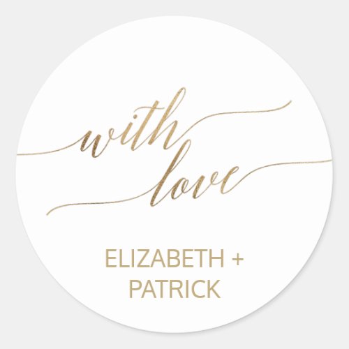 Elegant Gold Calligraphy Wedding Favor Classic Round Sticker