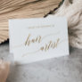 Elegant Gold Calligraphy Wedding Hair Artist Thank You Card