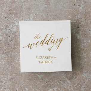 Elegant Gold Calligraphy Wedding Napkins