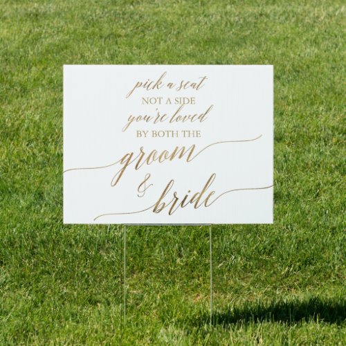 Elegant Gold Calligraphy Wedding Pick A Seat Yard Sign