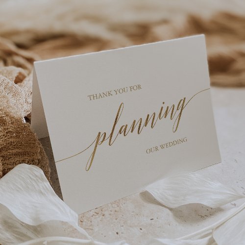 Elegant Gold Calligraphy Wedding Planner Thank You Card
