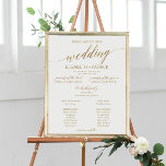 Elegant Gold Calligraphy Wedding Program Poster<br><div class="desc">This elegant gold calligraphy wedding program poster is perfect for a simple wedding. The neutral design features a minimalist poster decorated with romantic and whimsical faux gold foil typography. Include the name of the bride and groom, the wedding date and location, names of the parents and the bridal party. If...</div>