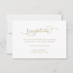 Elegant Gold Calligraphy Wedding Reception RSVP Card