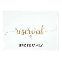 Elegant Gold Calligraphy Wedding Reserved Sign Card
