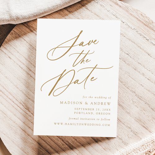 Elegant Gold Calligraphy Wedding Save The Date