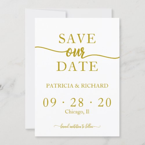 Elegant Gold Calligraphy Wedding Save The Date Invitation