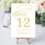 Elegant Gold Calligraphy Wedding Table Number<br><div class="desc">NOTE: Each table number card must be customized and individually added to the shopping cart. Elegant card includes a flourished monogram with champagne gold calligraphy and scroll design accents. Two sided design.</div>