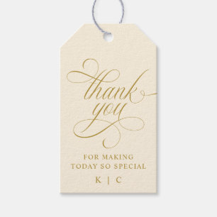 Elegant Gold Calligraphy Wedding Thank You Favor Gift Tags