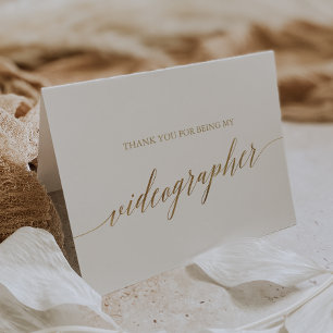 Elegant Gold Calligraphy Wedding Videographer Letterpress Thank You Card