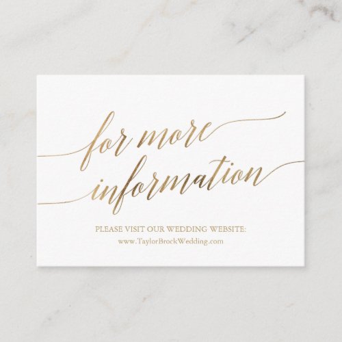 Elegant Gold Calligraphy Wedding Website Enclosure Card