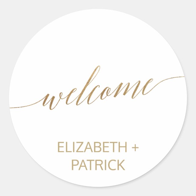 Elegant Gold Calligraphy Wedding Welcome Classic Round Sticker (Front)