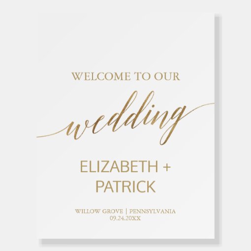 Elegant Gold Calligraphy Wedding Welcome Foam Board Zazzle