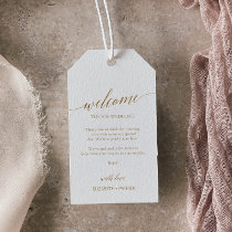 Elegant Gold Calligraphy Wedding Welcome Gift Tags