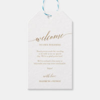 Elegant Gold Calligraphy Wedding Welcome Gift Tags