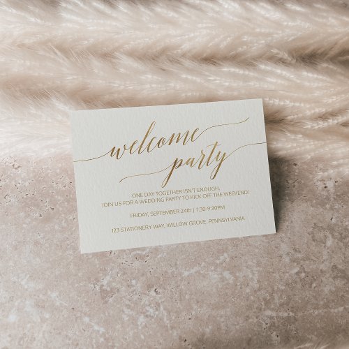 Elegant Gold Calligraphy Wedding Welcome Party Enclosure Card