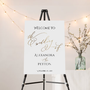 Elegant Gold Calligraphy Wedding Welcome Sign