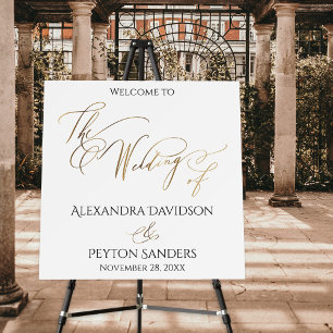 Elegant Gold Calligraphy Wedding Welcome Sign