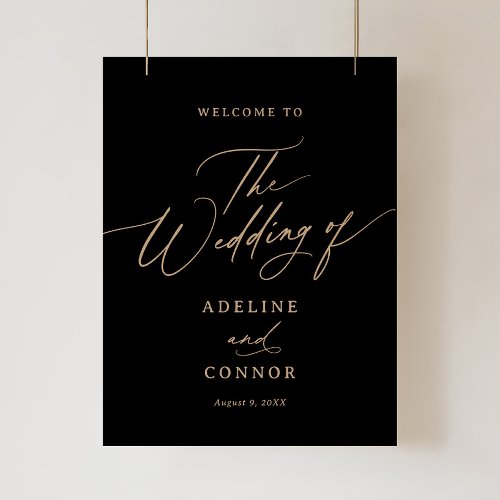 Elegant Gold Calligraphy Wedding Welcome Sign