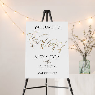 Elegant Gold Calligraphy Wedding Welcome Sign