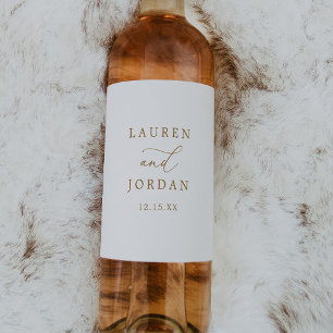 Elegant Gold Calligraphy Wedding  Wine Label