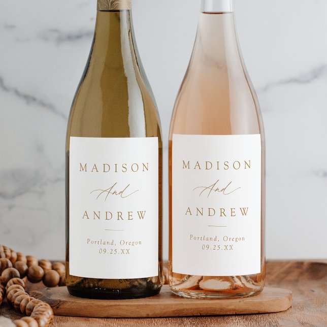 Elegant Gold Calligraphy Wedding Wine Label (Creator Uploaded)