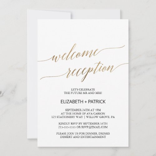 Elegant Gold Calligraphy Welcome Reception Invitation