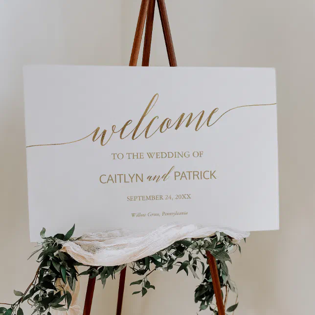 Elegant Gold Calligraphy Welcome Wedding Foam Board Zazzle