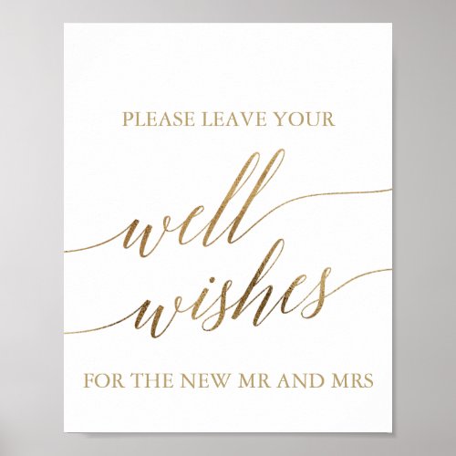 Elegant Gold Calligraphy Well Wishes Sign