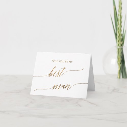 Elegant Gold Calligraphy Will You Be My Best Man Card