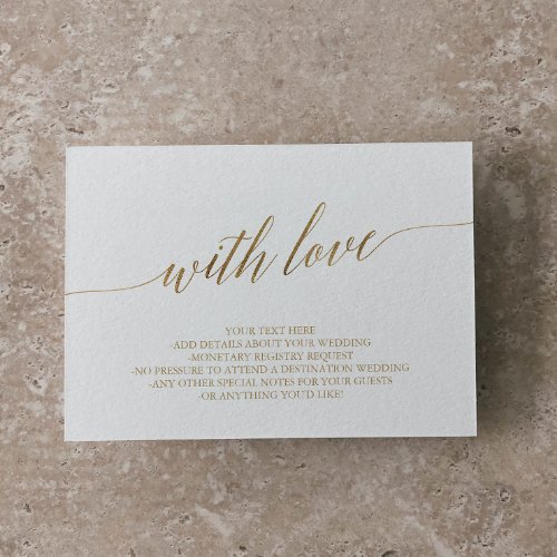 Elegant Gold Calligraphy With Love Details Card