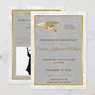 Elegant Gold Cap Photo Graduation Announcement
