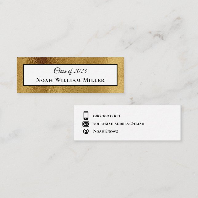 Elegant Gold Card Insert Graduation Monogram Name (Front/Back)