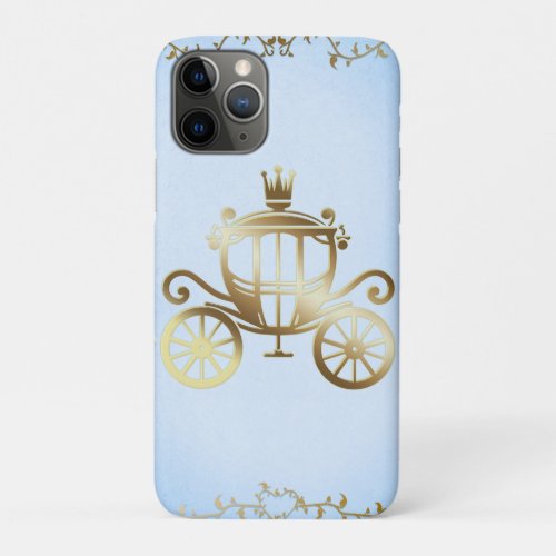 Elegant Gold Carriage Blue Storybook Princess iPhone 11 Pro Case