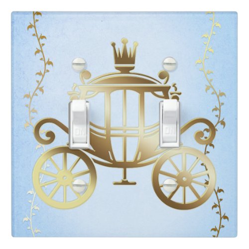Elegant Gold Carriage Blue Storybook Princess Light Switch Cover