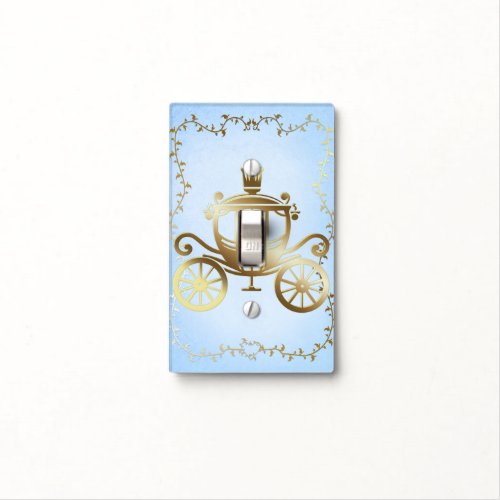Elegant Gold Carriage Blue Storybook Princess Light Switch Cover